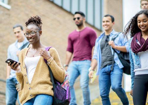 students on college campus